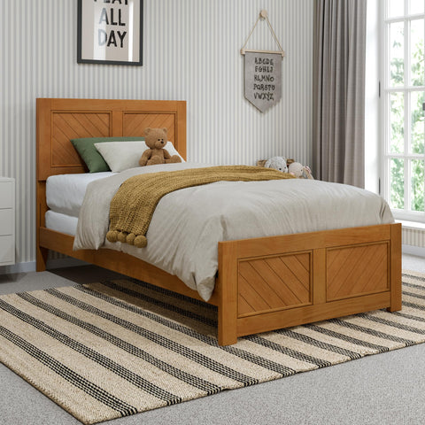 AFI, Canyon Twin Foundation Bed Frame with Matching Footboard, Light Toffee