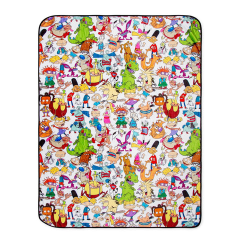 Nickelodeon Cartoon Collage Fleece Throw Blanket | Soft Polyester Cover For Sofa, Bed | 45 x 60 Inches, Large