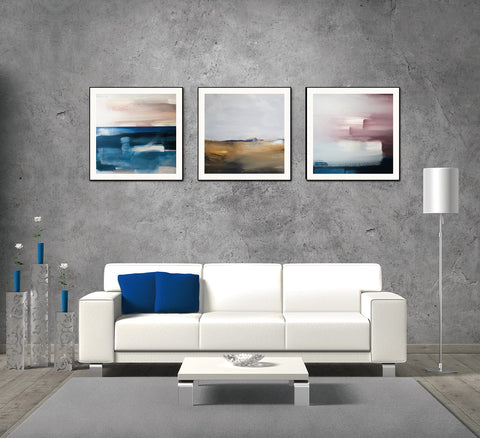 Whiteline Modern Living isla 3-piece 28" x 28" canvas wall art set, black ps frame, contemporary décor