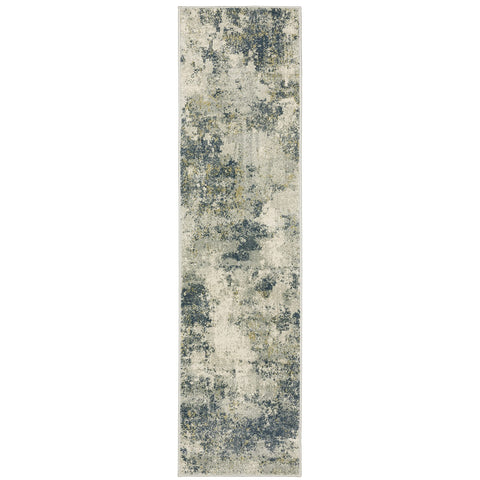 Oriental Weavers Branson Area Rug - BR12A - 1'10" x 7'3" - in Beige/Teal - Modern Style, Stain Resistant, Family and Pet Friendly, Entryway, Hallway Runner Rug