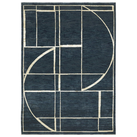 Oriental Weavers Reed Area Rug - RE04B - 6'7" x 9'6" - in Blue/Ivory - Modern Style, Stain Resistant, Family and Pet Friendly, Dining, Living Room Rug