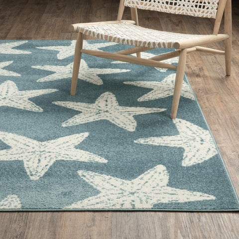 Oriental Weavers Quinn QUI02 - Machine Woven Area Rug - 2' x 7' - in Blue/Ivory - Novelty Style Hallway, Entryway, Kitchen, Bathroom Rug