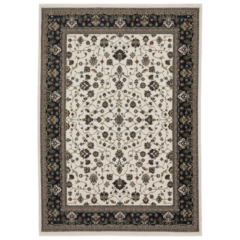 Oriental Weavers Vivian Area Rug - VI02B - 9'10" x 12'10" - in Ivory/Navy - Vintage Inspired, Stain Resistant, Family and Pet Friendly, Family, Dining, Living Room Rug