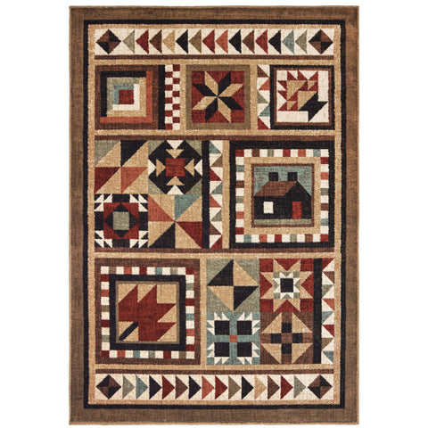 Oriental Weavers Woodlands Area Rug - 9596A - 1'10" x 3' - in Brown/Multi - Lodge Style, Stain Resistant, Family and Pet Friendly, Entryway, Bathroom Accent Rug