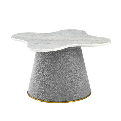 Pasargad Home Simona Marble Top Side Table with Gold Stainless Steel Base- Real Organic Marble, Table for Living Room, Bedroom - Luxury Room - Grey,W26.4 XD28.3 XH18.5