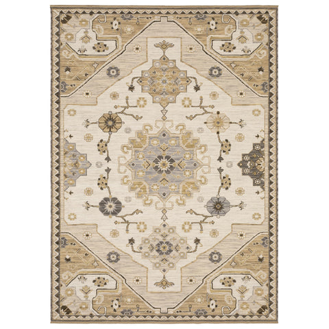 Oriental Weavers Acacia Machine Woven Area Rug - ACA03-9'10" x 12'10" - in Tan/Grey - Traditional Style Living Room, Family Room, Dining Room Rug