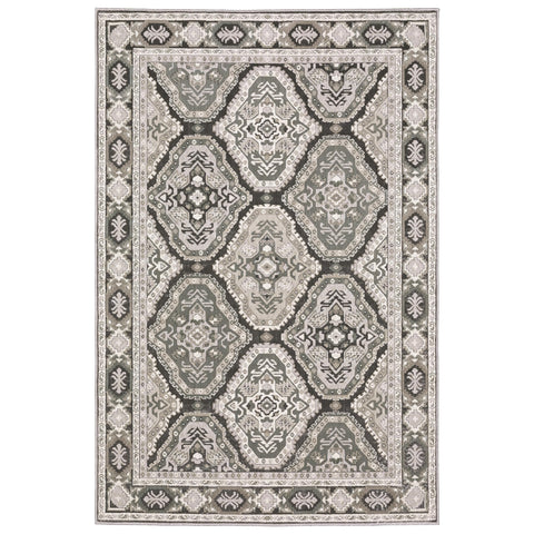 Oriental Weavers Ellington Area Rug - ELL04-5'3" x 7'6" - in Ivory/Blue - Vintage Inspired, Stain Resistant, Family and Pet Friendly, Bedroom, Office Rug