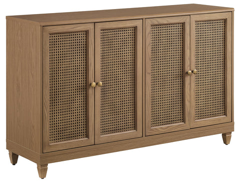 Crosley Furniture Katia Traditional Rattan Sideboard Buffet Cabinet with Shelves, Dining Room, Kitchen, Driftwood