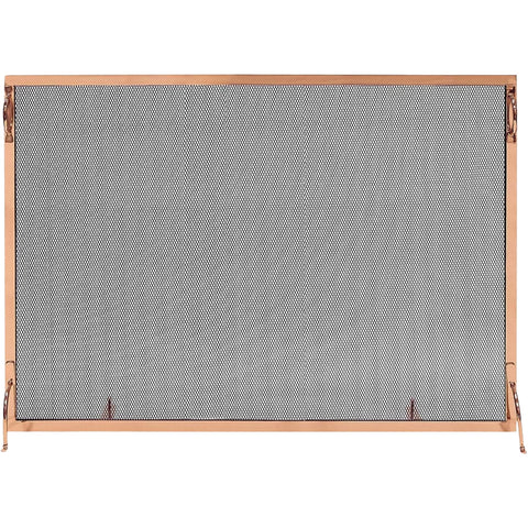 Contemporary Flat Fireplace Screen, 50 x 36 Inches, Copper Finish, Slim Modern Design