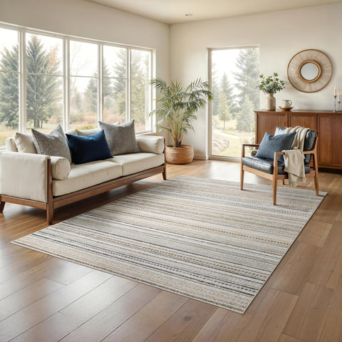 Oriental Weavers Cavett Area Rug - CAV10-5'3" x 7'6" - in Beige/Multi - Modern Cottage Style, Stain Resistant, Family and Pet Friendly, Bedroom, Office Rug