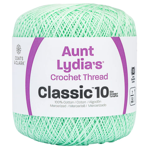 Coats Crochet Aunt Lydia's Crochet, Cotton Classic Size 10, Mint Green