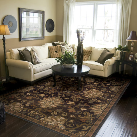 Oriental Weavers Hudson Area Rug - 042G1-3'10" x 5'5" - in Brown/Beige - Vintage Inspired, Stain Resistant, Family and Pet Friendly, Entrway, Bedroom Rug