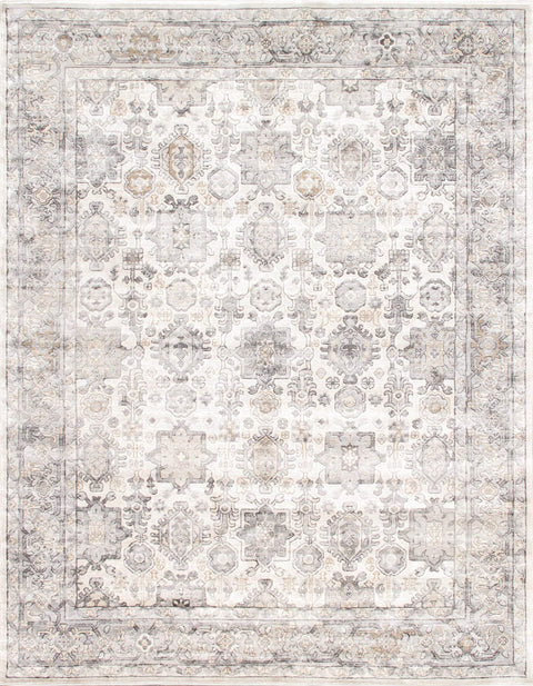 Pasargad Home Majestic Oriental Area Rug - Luxury Power Loom, Living Room, Bedroom Accent Rugs-10' 0" X 14' 0", Ivory/Grey