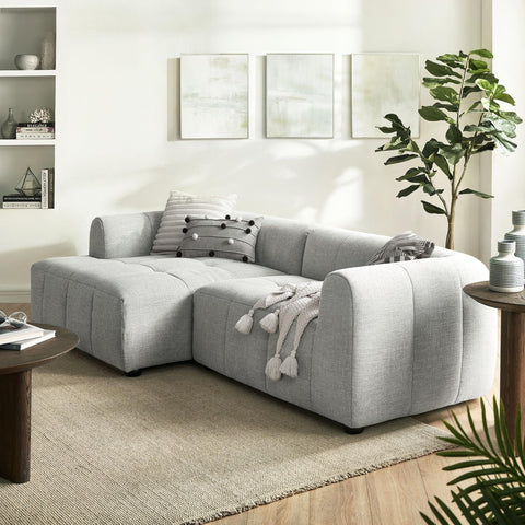 Modway Liana Left-Facing Modular Sofa with Chaise in Pewter - Modern Sectional Sofa Couch Furniture Set - Upholstered Fabric Chaise and Chair for Living Room, Lounge, Apartment