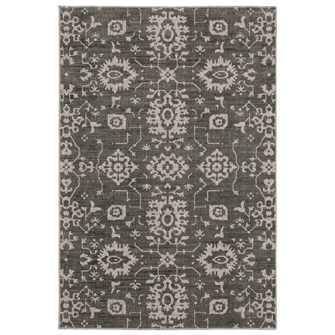 Oriental Weavers Intrigue Area Rug - INT09-7'10" x 10'10" - in Grey/Ivory - Vintage Inspired, Stain Resistant, Family and Pet Friendly, Dining, Living Room Rug