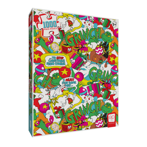 Grinch “Poppin” 1,000 Piece Jigsaw Puzzle, Dimensions 19” x 27”, Collectible Featuring Grinch, Artwork Celebrating Classic Children's Book, Officially-Licensed Dr. Seuss Grinch Puzzle & Merchandise
