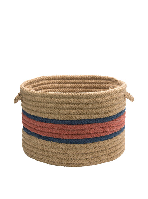 Garden Banded Round Basket - Terracotta/Jasmine 24inch x24inch x14inch