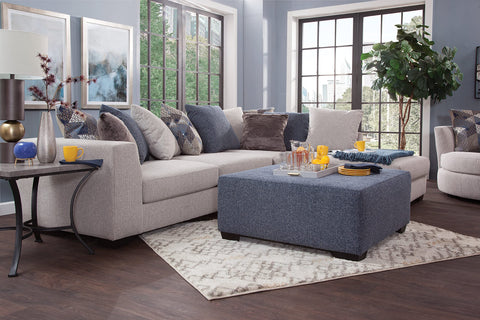 American Furniture Classics Model 8-080-S371V4 Casual Comfort Series Blue Square Upholstered Ottoman