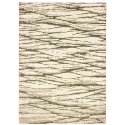 Oriental Weavers Carson Area Rug - 9671C - 9'10" x 12'10" - in Ivory/Sand - Modern Abstract Style, Stain Resistant, Family and Pet Friendly, Family, Dining, Living Room Rug