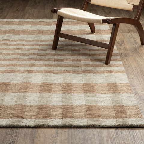 Oriental Weavers Thatcher THA04 - Hand-Loomed Area Rug - 10' x 13' - in Beige/Rust - Scandinavian Style Living Room, Family Room, Dining Room Rug