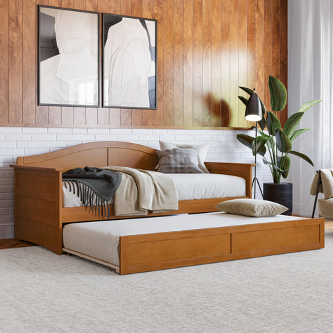 AFI, Acadia Twin Size Wood Daybed Frame with Twin Trundle, Light Toffee