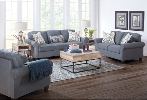 American Furniture Classics Model 8-030-A330V16 Classic Cottage Series Blue Fabric Oversized Chair with Rolled Arms