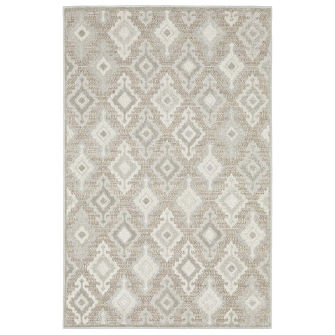 Oriental Weavers Tangier Area Rug - TAN08-5'3" x 7'6" - in Beige/Grey - Eclectic Global Style, Stain Resistant, Family and Pet Friendly, Bedroom, Office Rug