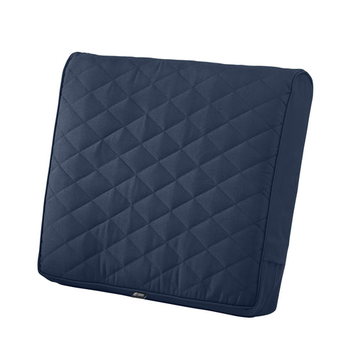 Classic Accessories Montlake Water-Resistant 21 x 20 x 4 Inch Wide Back Patio Quilted Lounge Cushion, Navy, Outdoor Loveseat Cushions