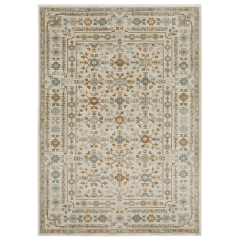 Oriental Weavers Maeve Area Rug - MAE01-2'3" x 7'6" - in Ivory/Teal - Vintage Inspired, Stain Resistant, Family and Pet Friendly, Entryway, Hallway Runner Rug