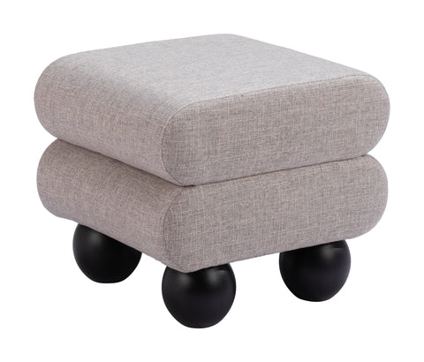 Zuo Davao Ottoman Gray, Gray Ottoman, Modern Style, Comfy and Durable Polyester Fabric, Plywood, Indoor Living, 19.7" W x 17.3" D x 18.1" H, Non-Stackable