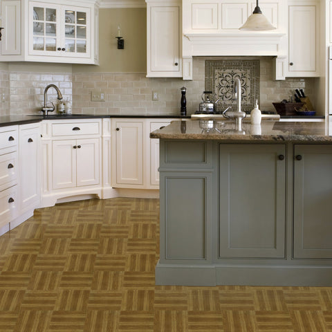 Sterling Self Adhesive 12-Inch Vinyl Floor Tiles, 45 Tiles - 12" x 12", Medium Oak Plank-Look Pattern - Peel & Stick, DIY Flooring for Kitchen, Dining Room, Bedrooms & Bathrooms by Achim Home Decor