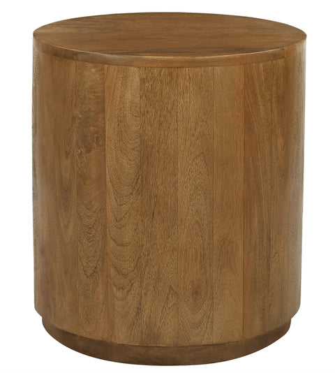 Flagstaff Round Side Table in Modern Spice Tan Finish on Solid Wood