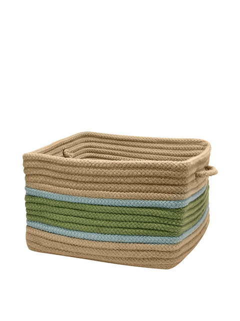 Garden Banded Square Basket - Moss/Federal Blue 14inch x14inch x10inch