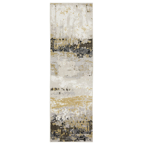 Oriental Weavers Caravan Area Rug - 2061X - 2'3" x 7'6" - in Grey/Gold - Modern Style, Stain Resistant, Family and Pet Friendly, Entryway, Hallway Runner Rug