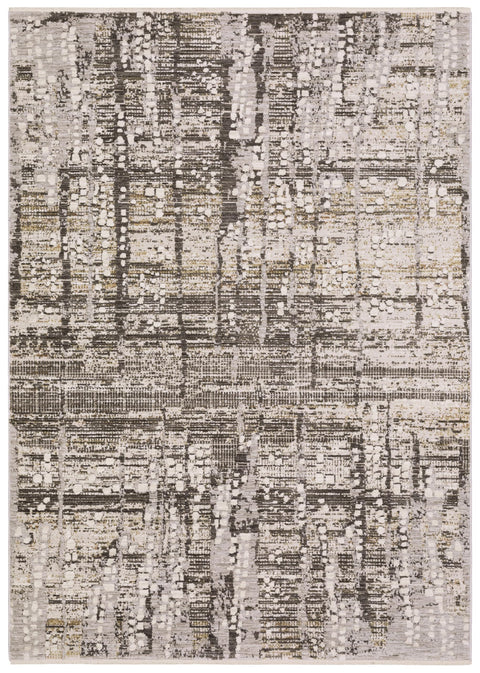 Oriental Weavers Branigan BRG01 - Machine Woven Indoor Area Rug - 2'6" x 7'6" - in Ivory/Grey - Contemporary Style Hallway, Entryway, Kitchen, Bathroom Rug