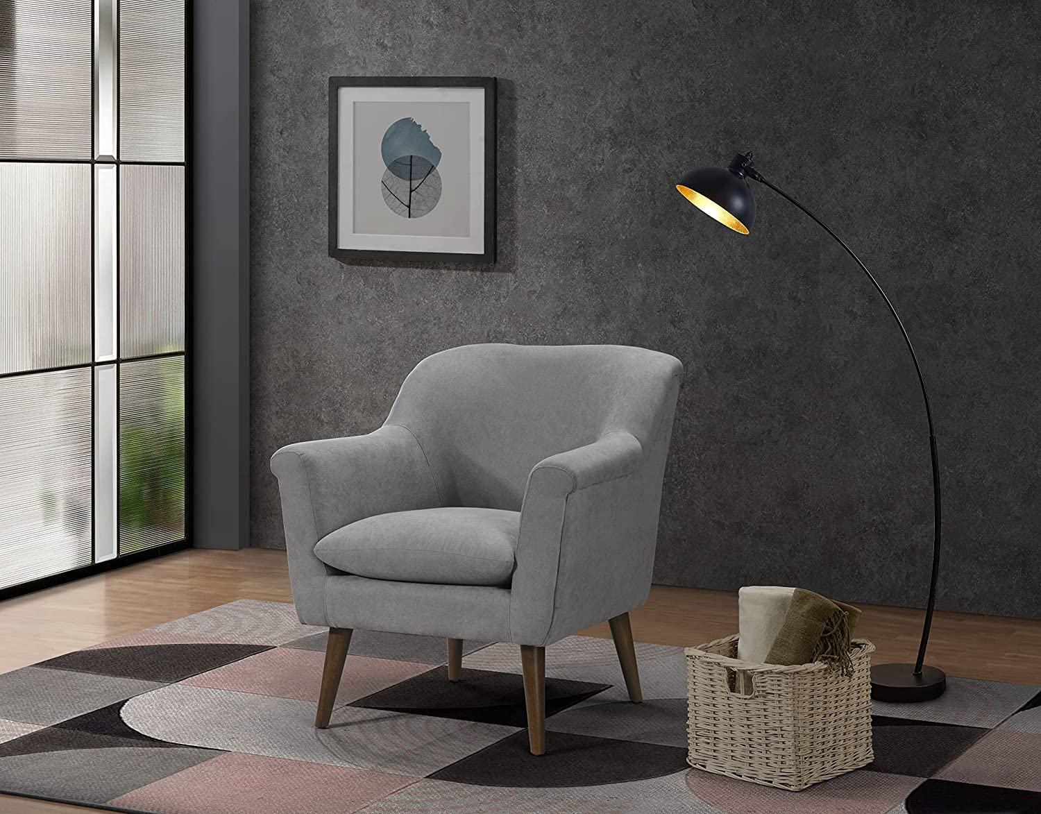 Shelby Steel Gray Woven Fabric Armchair