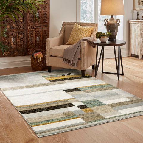 Oriental Weavers Strada Area Rug - STR07-10' x 13'2" - in Beige/Multi - Modern Style, Stain Resistant, Family and Pet Friendly, Family, Dining, Living Room Rug