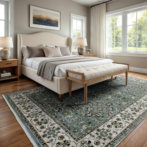 Oriental Weavers Keira Area Rug - KEI07-9'10" x 12'10" - in Blue/Green - Vintage Inspired, Stain Resistant, Family and Pet Friendly, Family, Dining, Living Room Rug