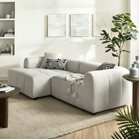 Modway Liana Left-Facing Modular Sofa with Chaise in Linen - Modern Sectional Sofa Couch Furniture Set - Upholstered Fabric Chaise and Chair for Living Room, Lounge, Apartment