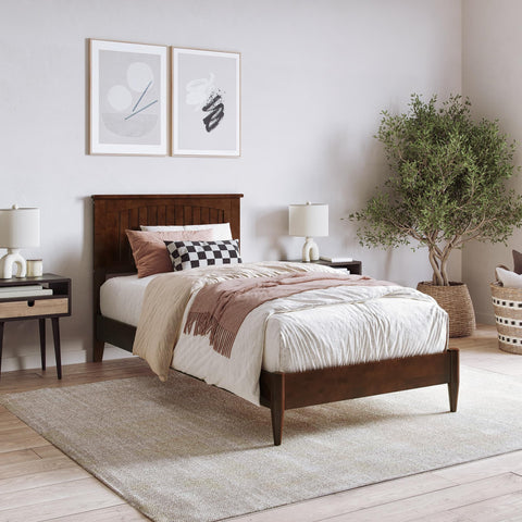 AFI, Naples Twin XL Solid Wood Low Profile Platform Bed, Walnut
