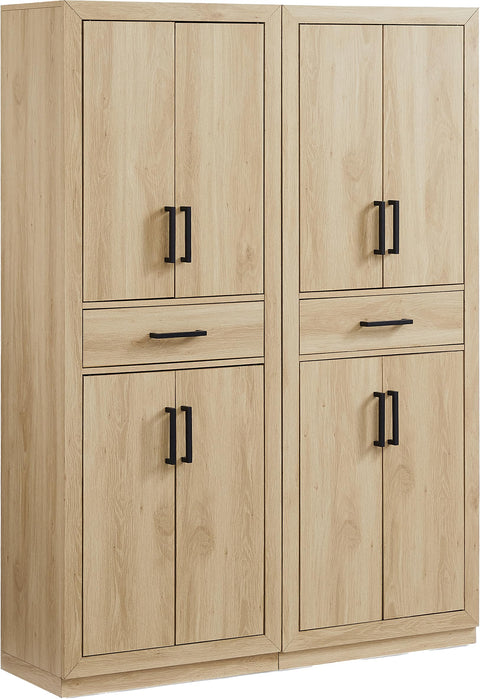 Crosley Furniture Isla 2-Piece Modern Kitchen Storage Pantry Cabinet Set with Shelves, Dining, Laundry Room, Ash