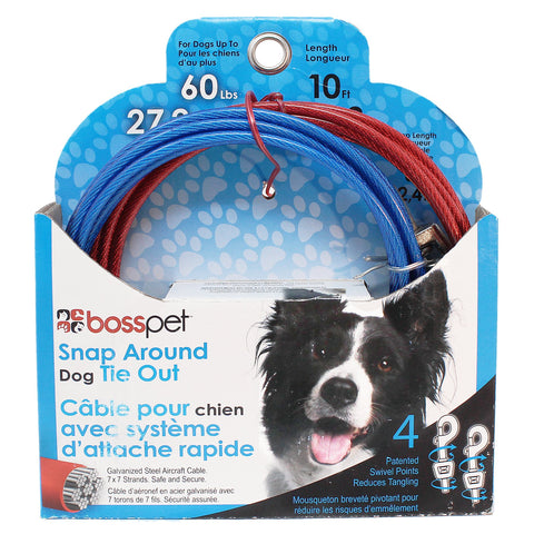Boss Pet Q2515 000 99 10' Large Dog Snap Around Pdq Tie-Out