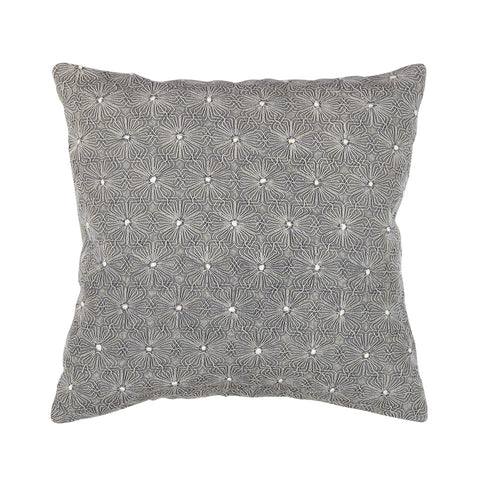 Pasargad Home Naples Embroidered Throw Pillow, 20" x 20" Decorative Pillow for Sofa Couch Bed Living Room, Grey/Ivory