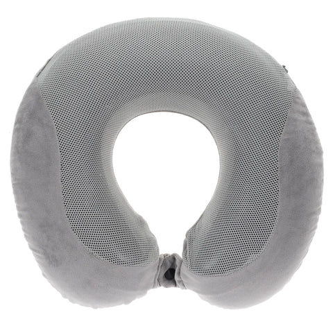 BC Outfitters BCO3565GELGRY Gel Neck Pillow with Memory Foam and Cooling Gel-Removable Washable Cover Front Snap for Travel Comfort-Gray