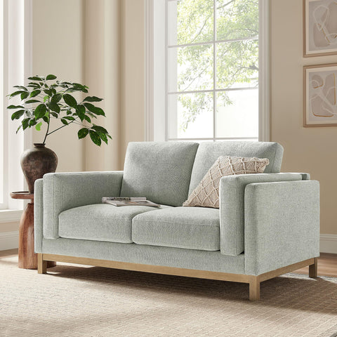 Modway Roscoe 63 Inch Fabric Loveseat in Mist - Comfortable Upholstered 2 Seater Couch for Living Room, Apartment, or Office Seating