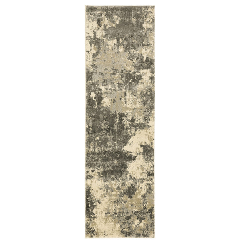 Oriental Weavers Astor Area Rug - 7150D - 2'3" x 7'6" - in Grey/Beige - Modern Style, Stain Resistant, Family and Pet Friendly, Entryway, Hallway Runner Rug