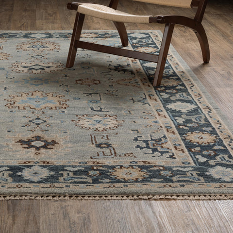 Oriental Weavers Majorca Hand-Made Wool Area Rug - MAJ05-6' x 9' - in Grey/Blue - Vintage Inspired, Hand-Made Wool Rugs, Dining, Living Room Rug