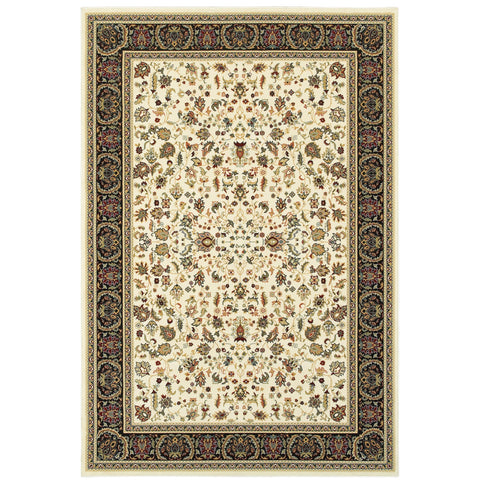 Oriental Weavers Kashan Area Rug - 108X1-5'3" x 7'6" - in Ivory/Black - Vintage Inspired, Stain Resistant, Family and Pet Friendly, Bedroom, Office Rug