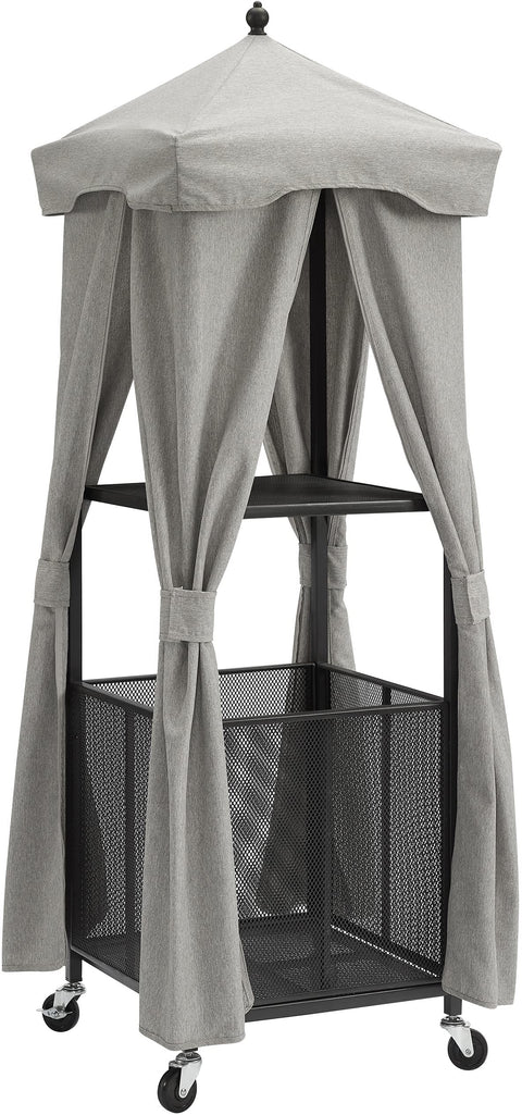 Crosley Furniture Grady Towel Valet Caddy, Covered Rolling Outdoor Storage for Pool and Hot Tub, Gray/Matte Black