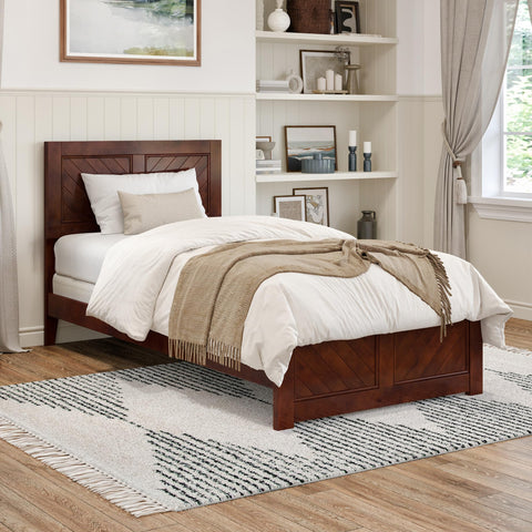 AFI, Canyon Twin XL Foundation Bed Frame with Matching Footboard, Walnut